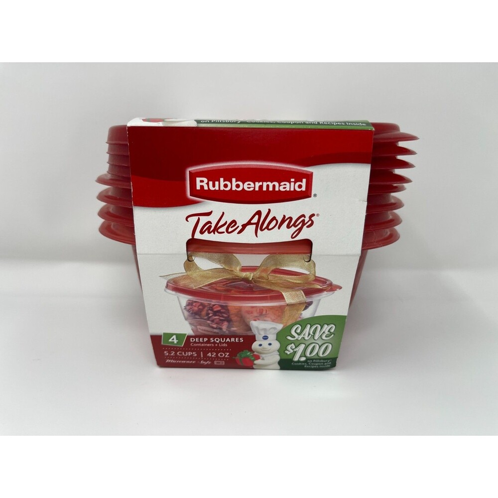 Rubbermaid TakeAlongs Limited Edition Red 5.2 Cup Square Containers Set of 4